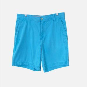 IZOD Saltwater 9 in Flat-Front Classic Chino Shorts Turquoise Mens Sz 34